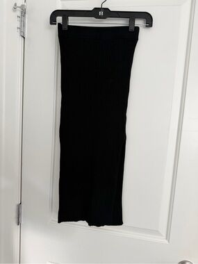 Dynamite Black Ribbed Midi Skirt